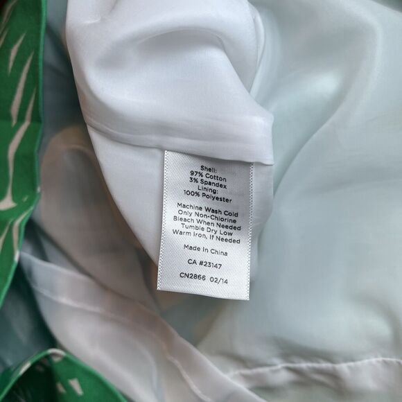 Talbots Cotton Stretch Skirt Above Knee Palm Green Tropical Vacation 12P Lined - Picture 7 of 12